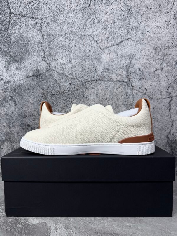 Zegna Deerskin Triple Stitch Off White/Brown