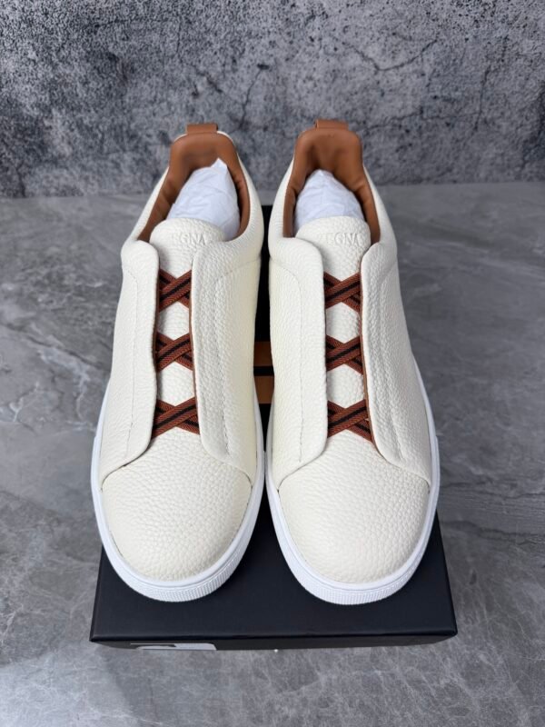 Zegna Deerskin Triple Stitch Off White/Brown