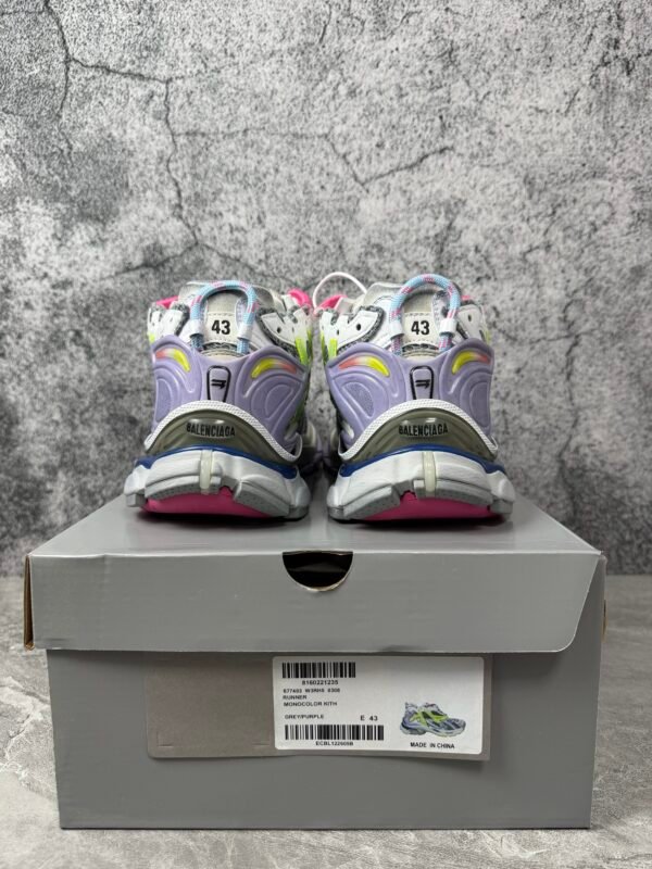 Balenciaga Runner Leather Free Grey Light Purple Neon Yellow White