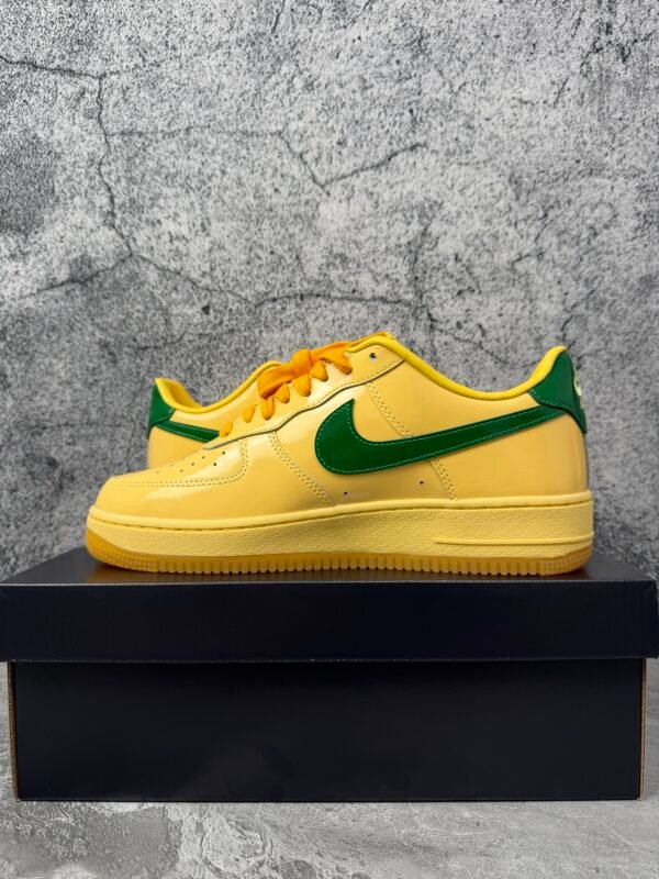 Nike Air Force 1 Low Patent Leather Topaz Gold Pine Green