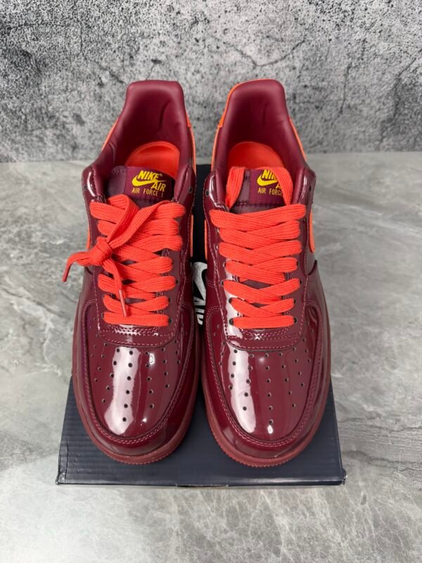 Nike Air Force 1 Low Patent Leather Dark Team Red Safety Orange