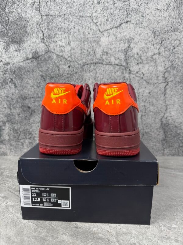 Nike Air Force 1 Low Patent Leather Dark Team Red Safety Orange