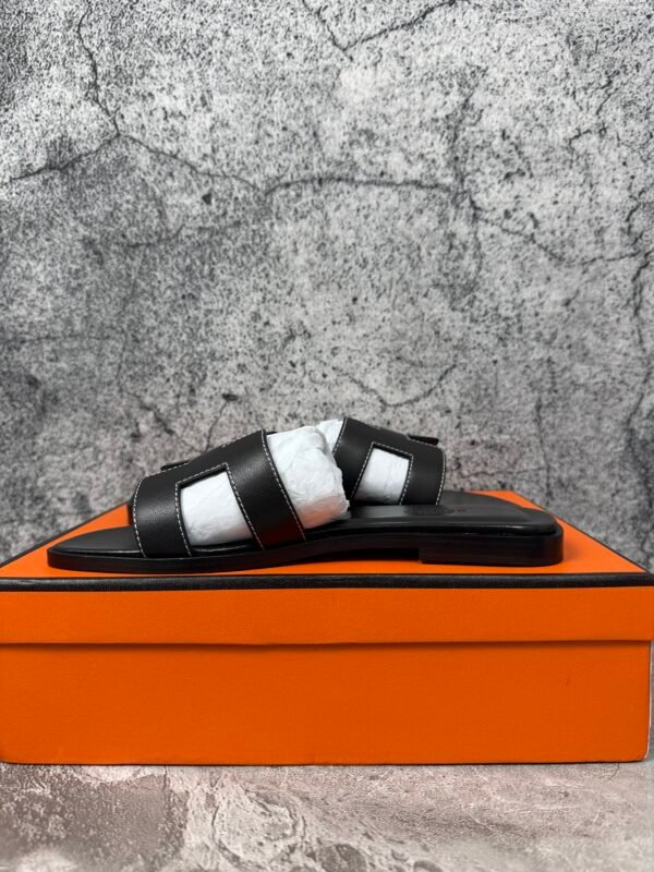 Hermes Oran Sandal Blanc Box Calfskin Leather