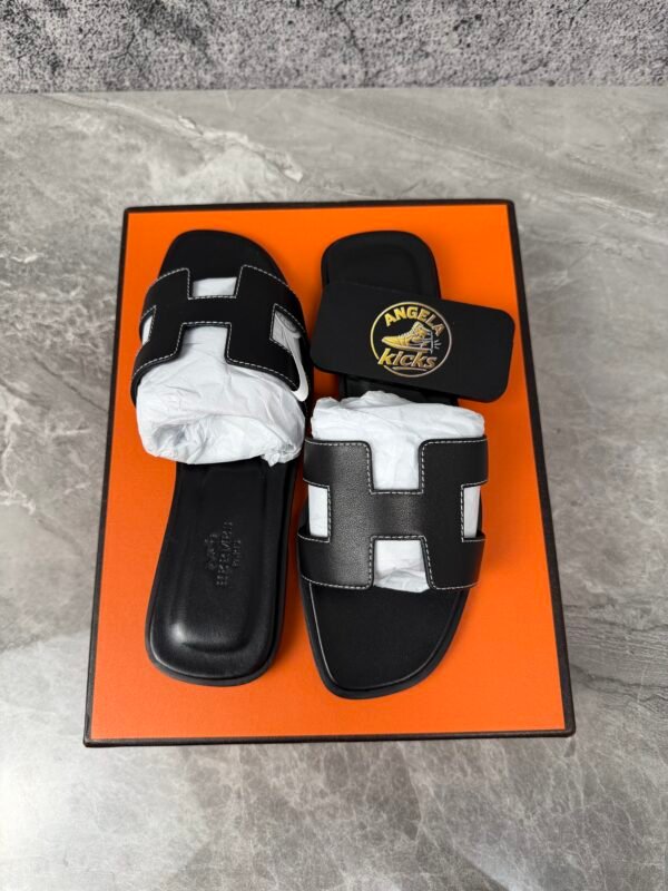 Hermes Oran Sandal Blanc Box Calfskin Leather