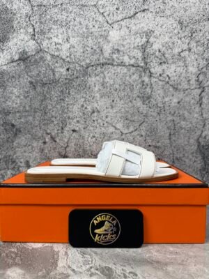 Hermes Oran Sandal Blanc Box Calfskin Leather