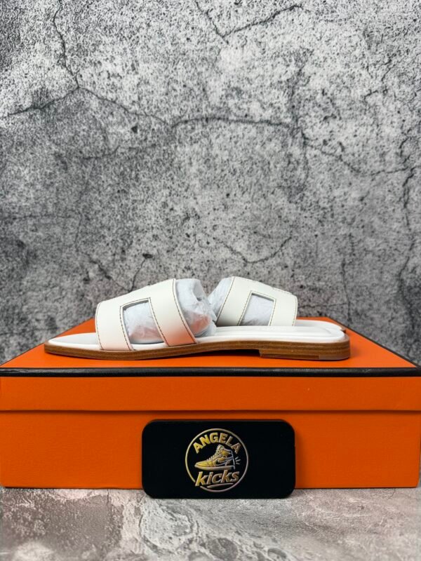 Hermes Oran Sandal Blanc Box Calfskin Leather