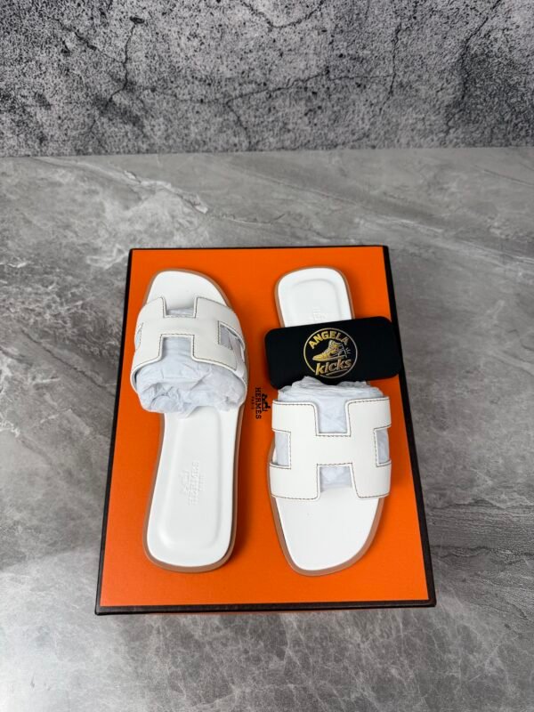 Hermes Oran Sandal Blanc Box Calfskin Leather
