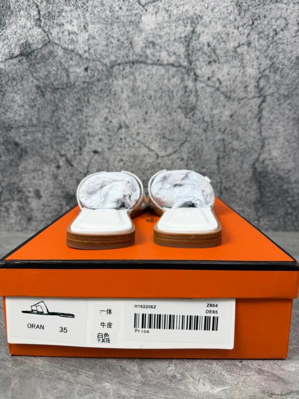 Hermes Oran Sandal Blanc Box Calfskin Leather