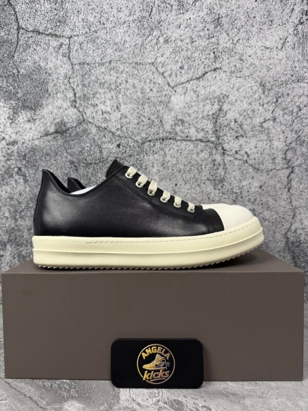 Rick Owens Concordians Low Sneaks Full Grain Cow Leather Black Milk