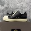 Rick Owens Concordians Low Sneaks Full Grain Cow Leather Black Milk