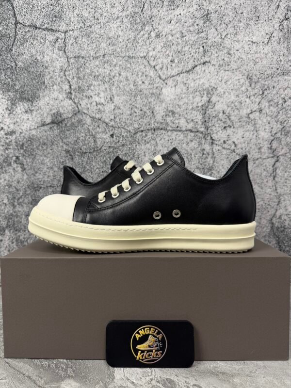 Rick Owens Concordians Low Sneaks Full Grain Cow Leather Black Milk