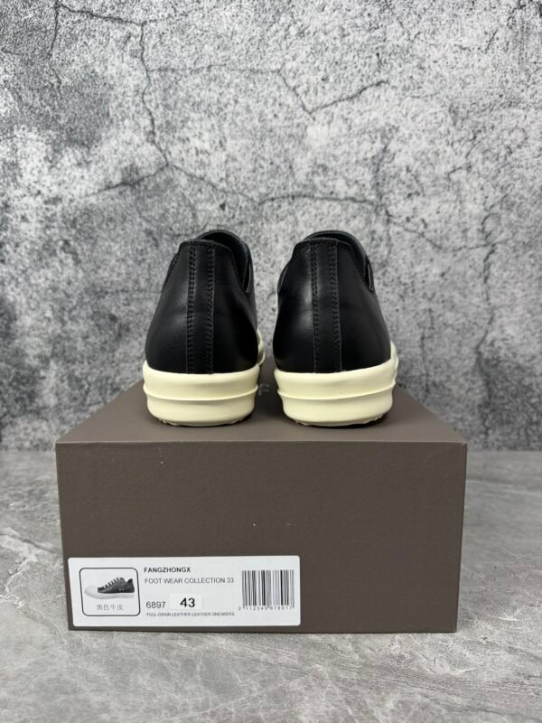 Rick Owens Concordians Low Sneaks Full Grain Cow Leather Black Milk