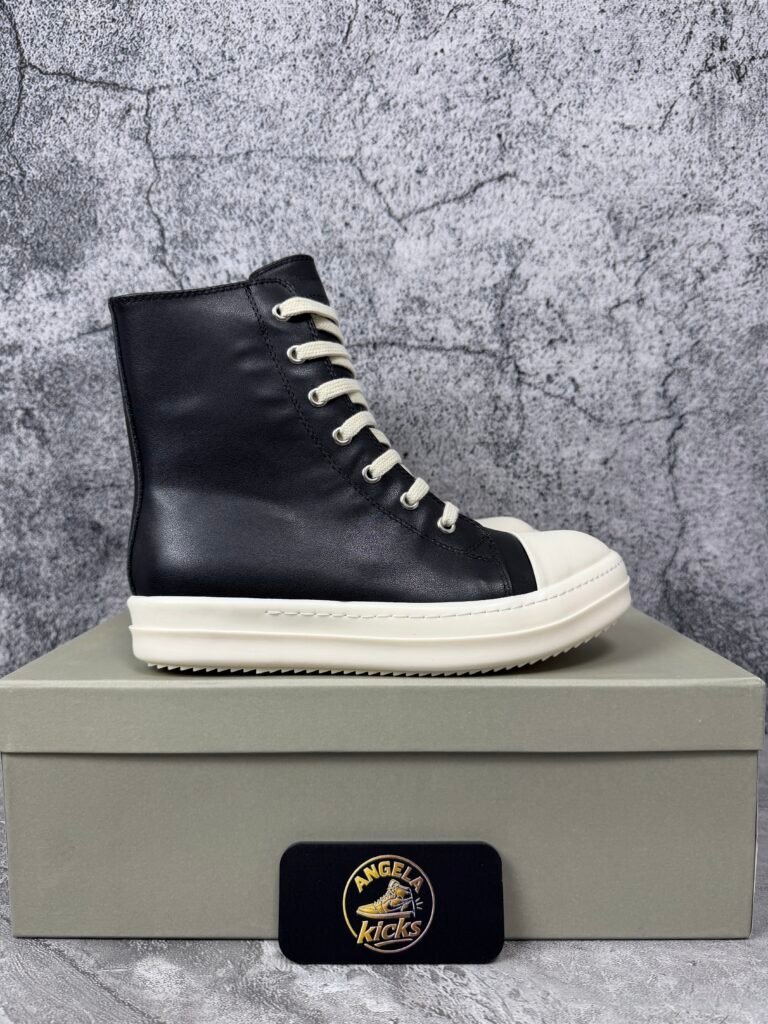 Rick Owens Concordians Leather High Black Milk Calf Leather